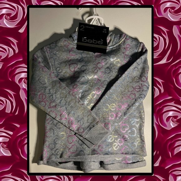 BEBE Gray Iridescent Hoodie & Drawstring Shorts Set 5/6 - Picture 6 of 10